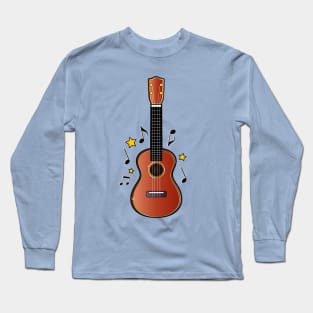 Ukulele with Notes and Stars Long Sleeve T-Shirt